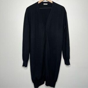 Tomas Maier Women 100% Cashmere Sweater Cardigan 8 Black Longline Crop Back